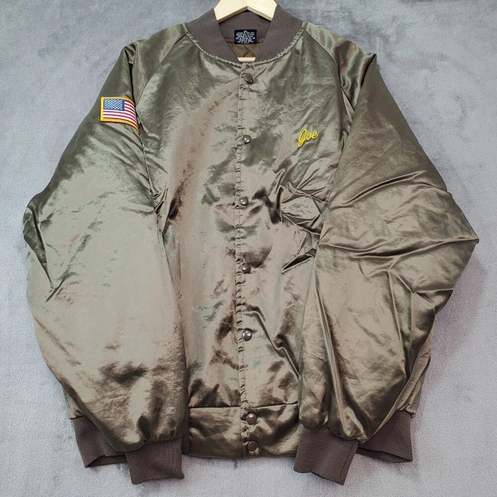 Vintage Satin Bomber Jacket Size 2XL Americas Finest USA Veteran VFW Color Guard